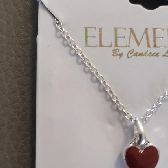 Silver and Red Heart & Key Pendant Necklace - Picture 3 of 6